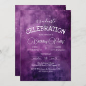 パープル素朴紙ダブルバースデーパーティー 招待状 (正面/裏面)