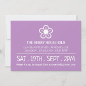 パープル素朴花びら、ガーデンパーティー 招待状 (裏面)