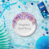 パープル素朴薄紫フローラブライダルシャワープレート ペーパープレート (パーティー)