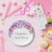パープル素朴薄紫フローラブライダルシャワープレート ペーパープレート (パーティー)