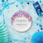 パープル素朴薄紫フローラベビーシャワープレート ペーパープレート (パーティー)