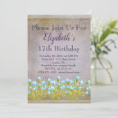 パープル素朴誕生日 招待状 (スタンド正面)