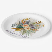 パープル素朴金ゴールド牡丹秋の結婚式 ペーパープレート (アングル)