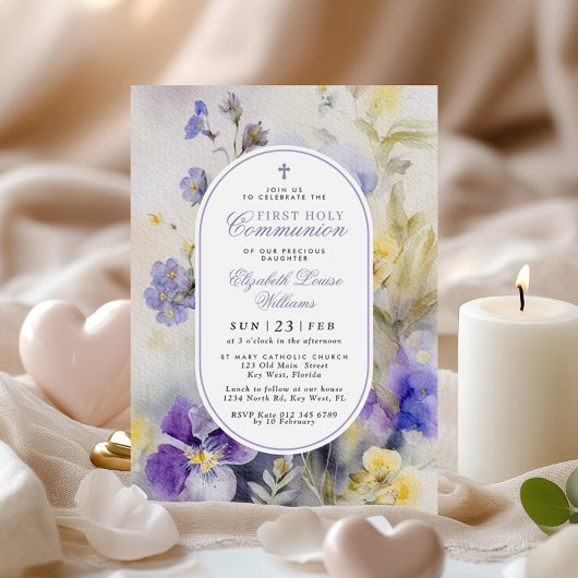 パープル素朴&イエローファースト聖餐式 招待状