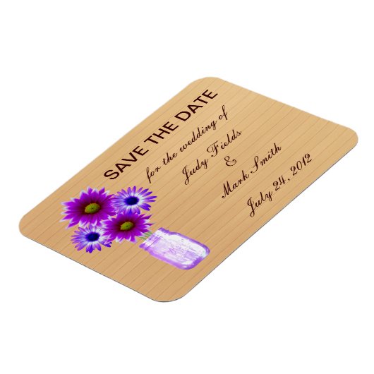 パープル素朴・メイソン・ジャーは日付マグネットを保存 マグネット (左側)