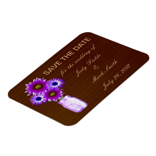 パープル素朴・メイソン・ジャーは日付マグネットを保存 マグネット (左側)