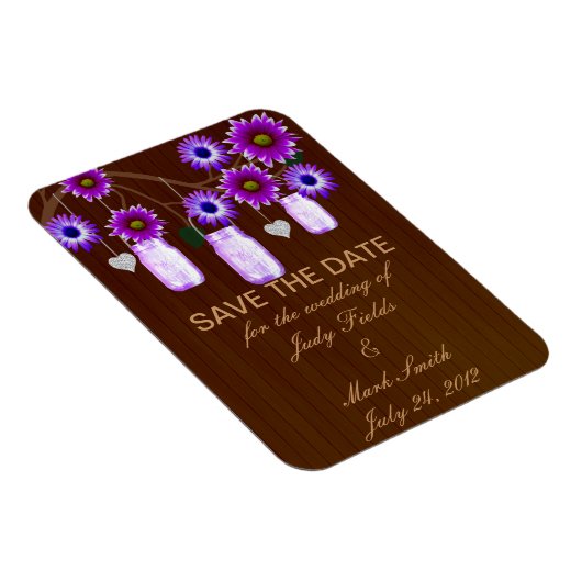 パープル素朴・メイソン・ジャースが日付マグネットを保存 マグネット (右側)