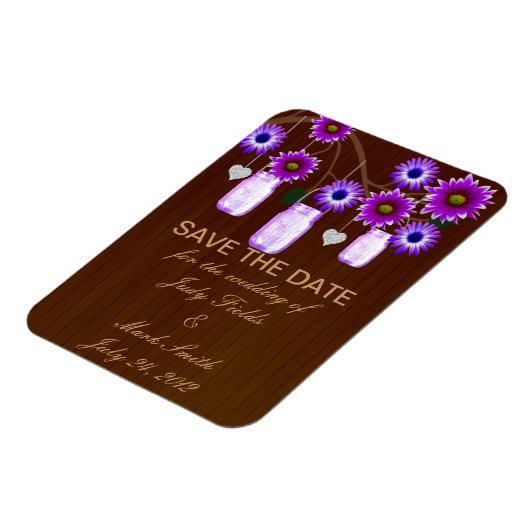 パープル素朴・メイソン・ジャースが日付マグネットを保存 マグネット (左側)