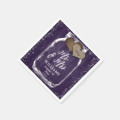 パープル素朴・メイソン・ジャー・結婚ウッド スタンダードカクテルナプキン (角)