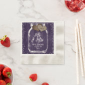 パープル素朴・メイソン・ジャー・結婚ウッド 縁ありカクテルナプキン (インサイチュ)