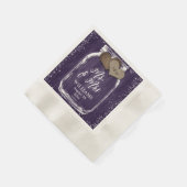 パープル素朴・メイソン・ジャー・結婚ウッド 縁ありカクテルナプキン (角)