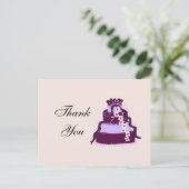 パープル結婚さんのケーキありがとうはがき ポストカード (スタンド正面)