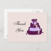 パープル結婚さんのケーキありがとうはがき ポストカード (正面/裏面)