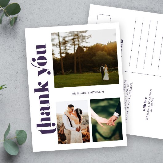 パープル結婚さんの写真ありがとうはがき ポストカード