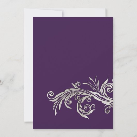 パープル結婚とシルバーの記念日招待状 招待状 (裏面)