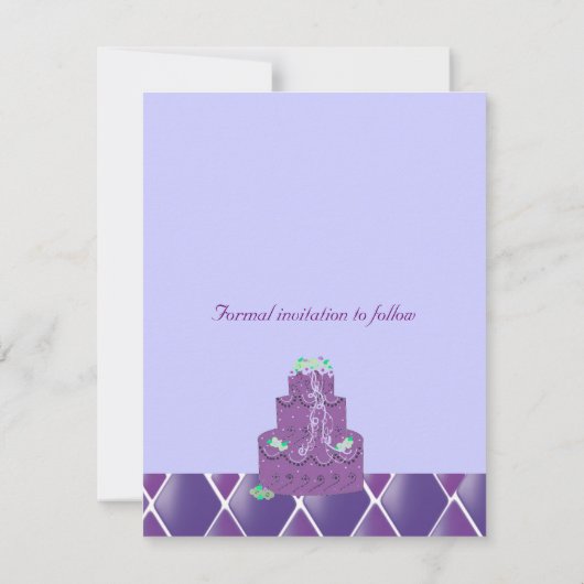 パープル結婚のケーキがデートを守る セーブザデート (裏面)