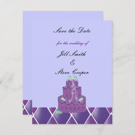 パープル結婚のケーキがデートを守る セーブザデート (正面/裏面)