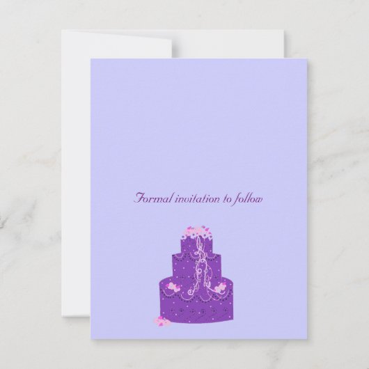 パープル結婚のケーキがデートを守る セーブザデート (裏面)