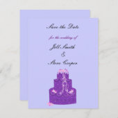 パープル結婚のケーキがデートを守る セーブザデート (正面/裏面)