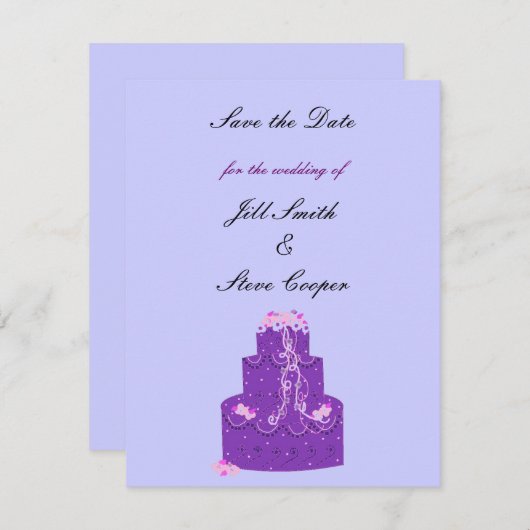 パープル結婚のケーキがデートを守る セーブザデート (正面/裏面)