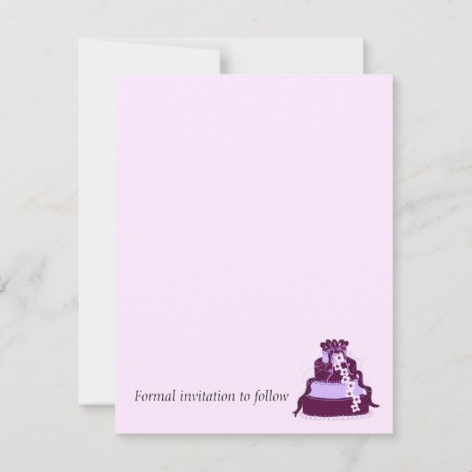 パープル結婚のケーキがデートを守る セーブザデート (裏面)