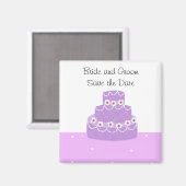 パープル結婚のケーキがデートを守る マグネット (正面/裏面)