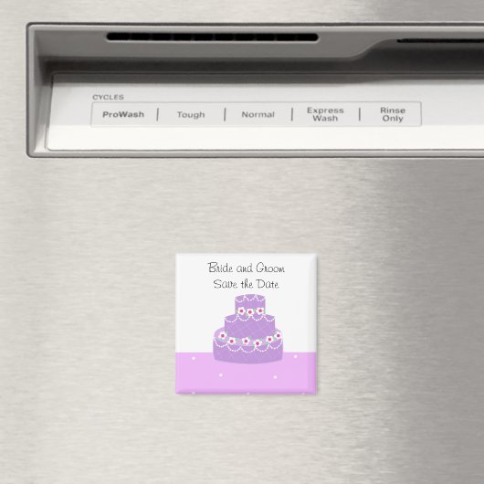 パープル結婚のケーキがデートを守る マグネット (インサイチュ (食洗機))