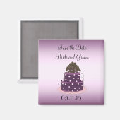 パープル結婚のケーキがデートを守る マグネット (正面/裏面)