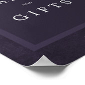 パープル結婚のシンプルエレガントのカードとギフトのサイン ポスター (角)