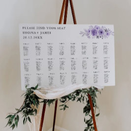 パープル結婚のシーティングチャートテンプレート ポスター