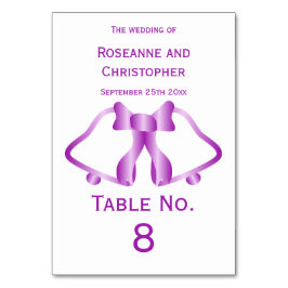 パープル結婚のテーブル番号カードベルとリボン テーブルナンバー