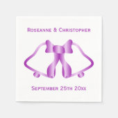 パープル結婚のナプキンズベルとリボン スタンダードカクテルナプキン (正面)