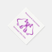 パープル結婚のナプキンズベルとリボン スタンダードカクテルナプキン (角)