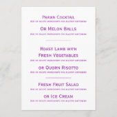 パープル結婚のメニューベルとリボン メニュー (裏面)