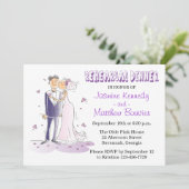 パープル結婚のリハーサルのディナー新郎新婦 招待状 (スタンド正面)