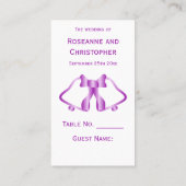 パープル結婚の場所設定カードベルリボン プレイスカード (裏面)