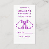 パープル結婚の場所設定カードベルリボン プレイスカード (正面)