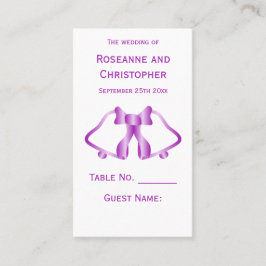 パープル結婚の場所設定カードベルリボン プレイスカード