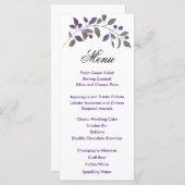 パープル結婚の水彩ステムメニューカード メニュー (正面/裏面)