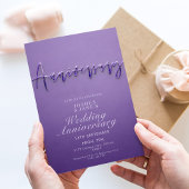 パープル結婚の記念日 招待状