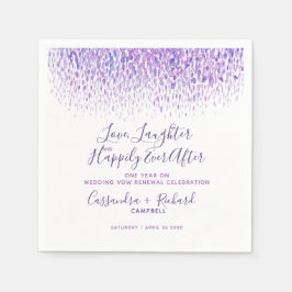 パープル結婚の誓いの更新1年の後に幸せに スタンダードカクテルナプキン