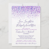 パープル結婚の誓いの更新1年の後に幸せに 招待状 (正面)