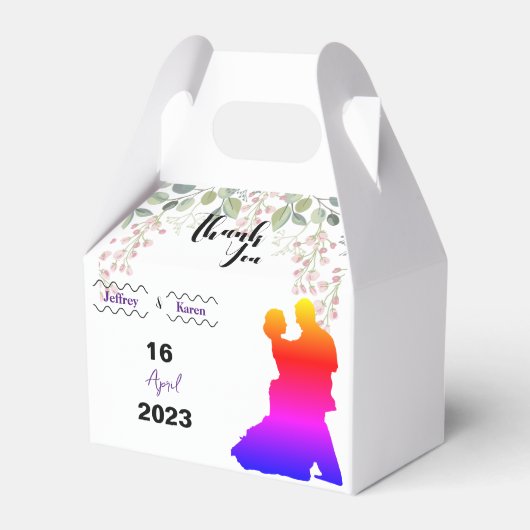 パープル結婚の贈り物ラベル フェイバーボックス (裏面サイド)