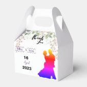 パープル結婚の贈り物ラベル フェイバーボックス (正面サイド)