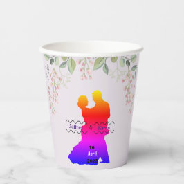 パープル結婚の贈り物ラベル 紙コップ