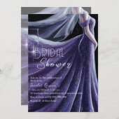パープル結婚ガウンブライダルシャワー#2 招待状 (正面/裏面)