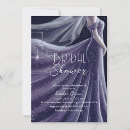 パープル結婚ガウンブライダルシャワー#3 招待状