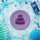 パープル結婚ケーキ ペーパープレート (パーティー)