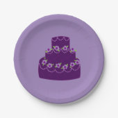 パープル結婚ケーキ ペーパープレート (正面)