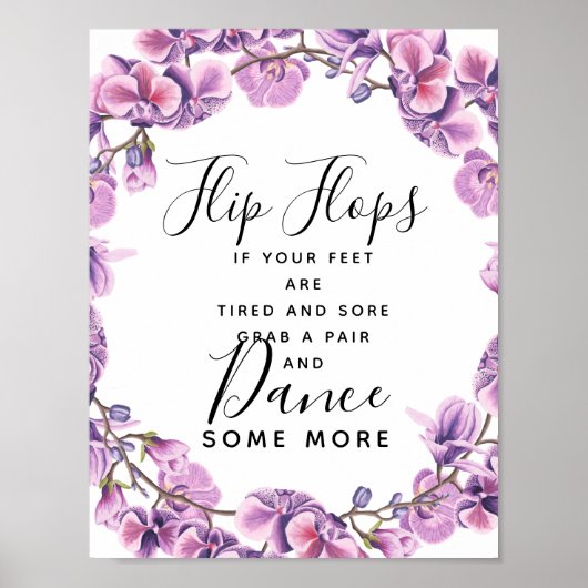 パープル結婚スイートピーのビーチサンダルの結婚徴候 ポスター (正面)